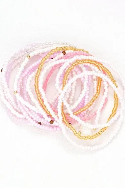 New Dear-Lover Bohemian Beaded Shell Ornament Bracelet Set Light Pink
