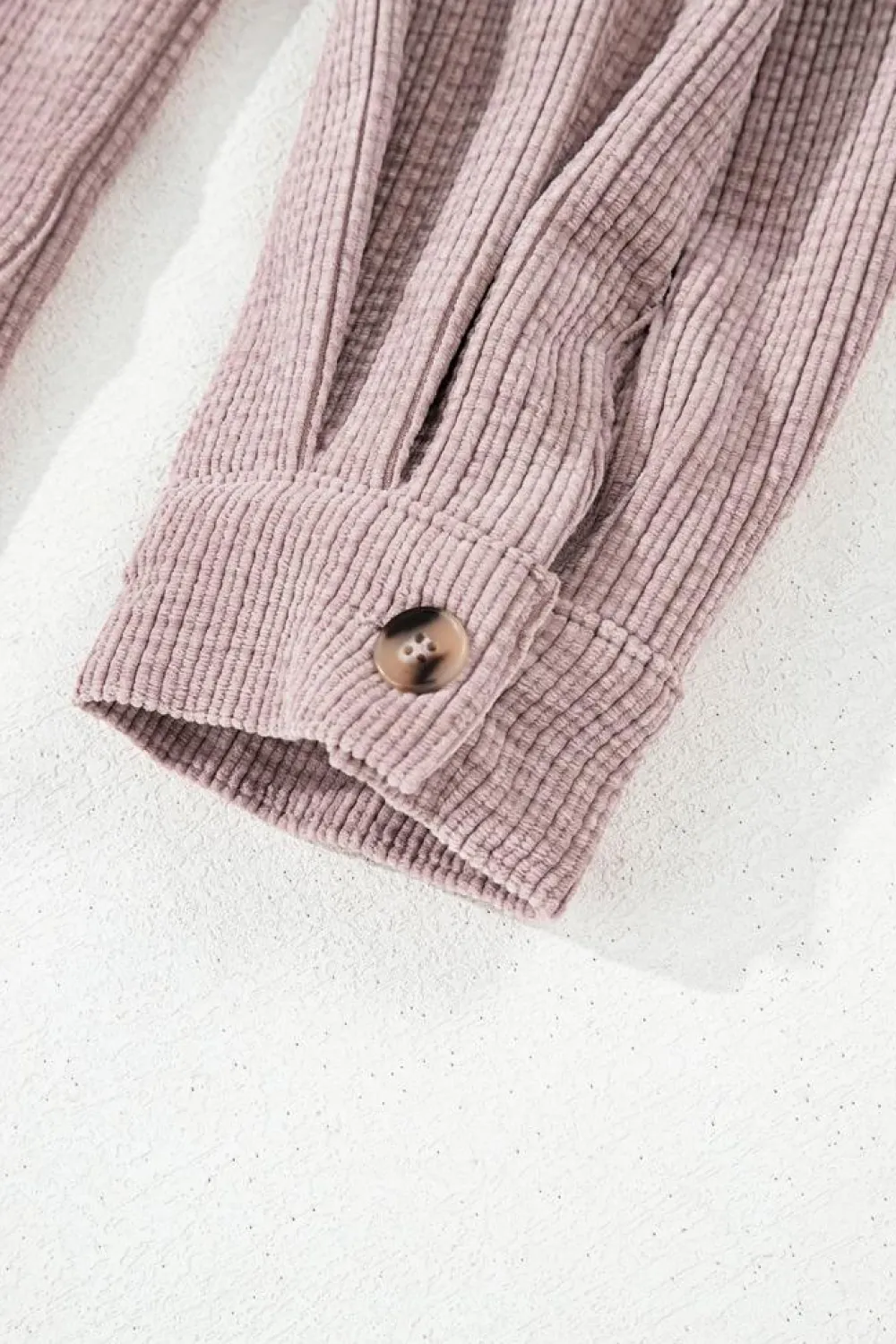 Best Dear-Lover Corduroy Flap Pocket Button Up Shacket Light Pink