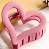 Fashion Dear-Lover Cutout Heart Shape Frosted Small Hair Clip Light Pink