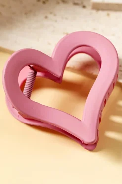Fashion Dear-Lover Cutout Heart Shape Frosted Small Hair Clip Light Pink