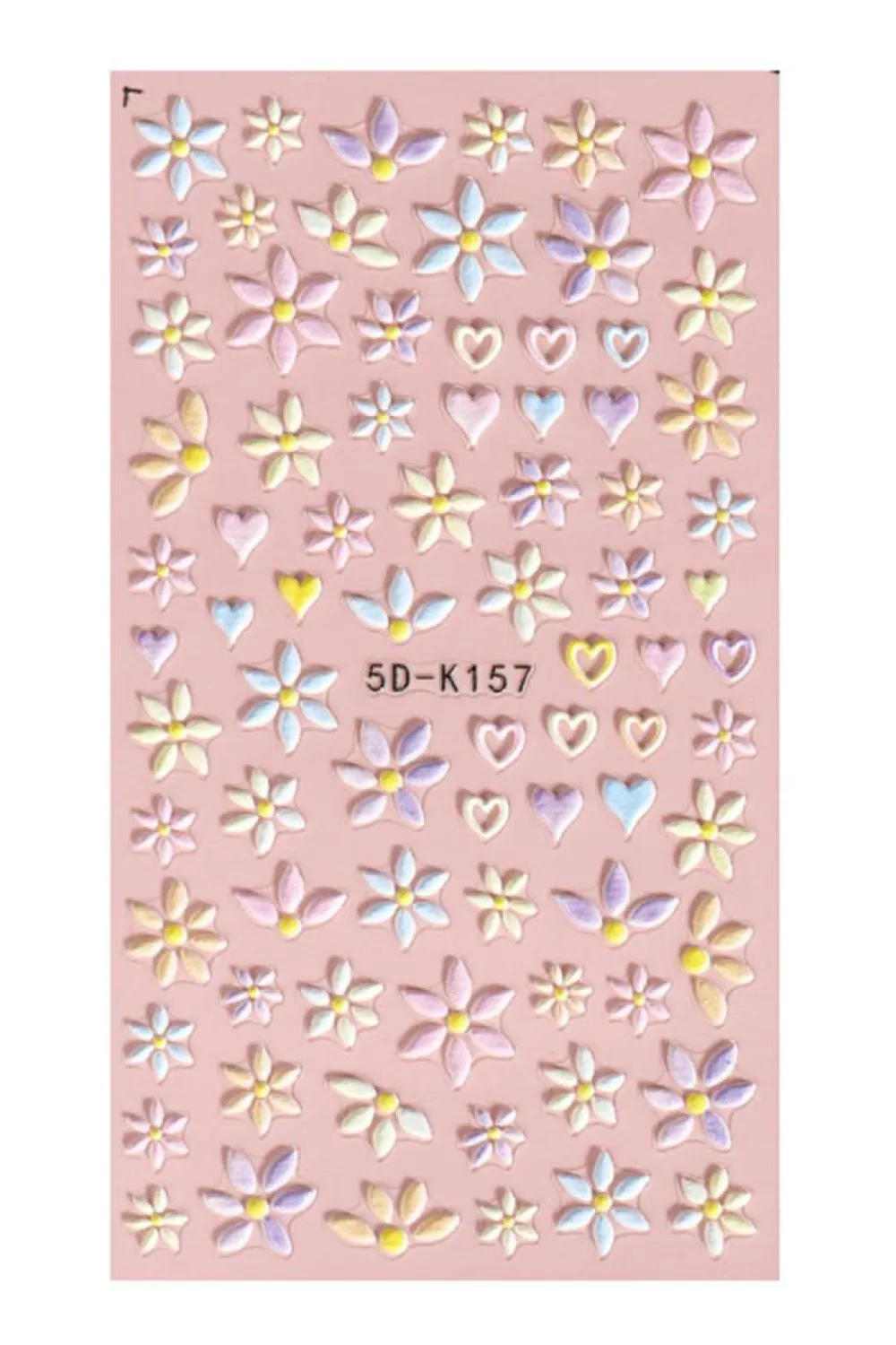 Online Dear-Lover Embossed Flower Heart Shape Self-Adhesive Nail Stickers Light Pink
