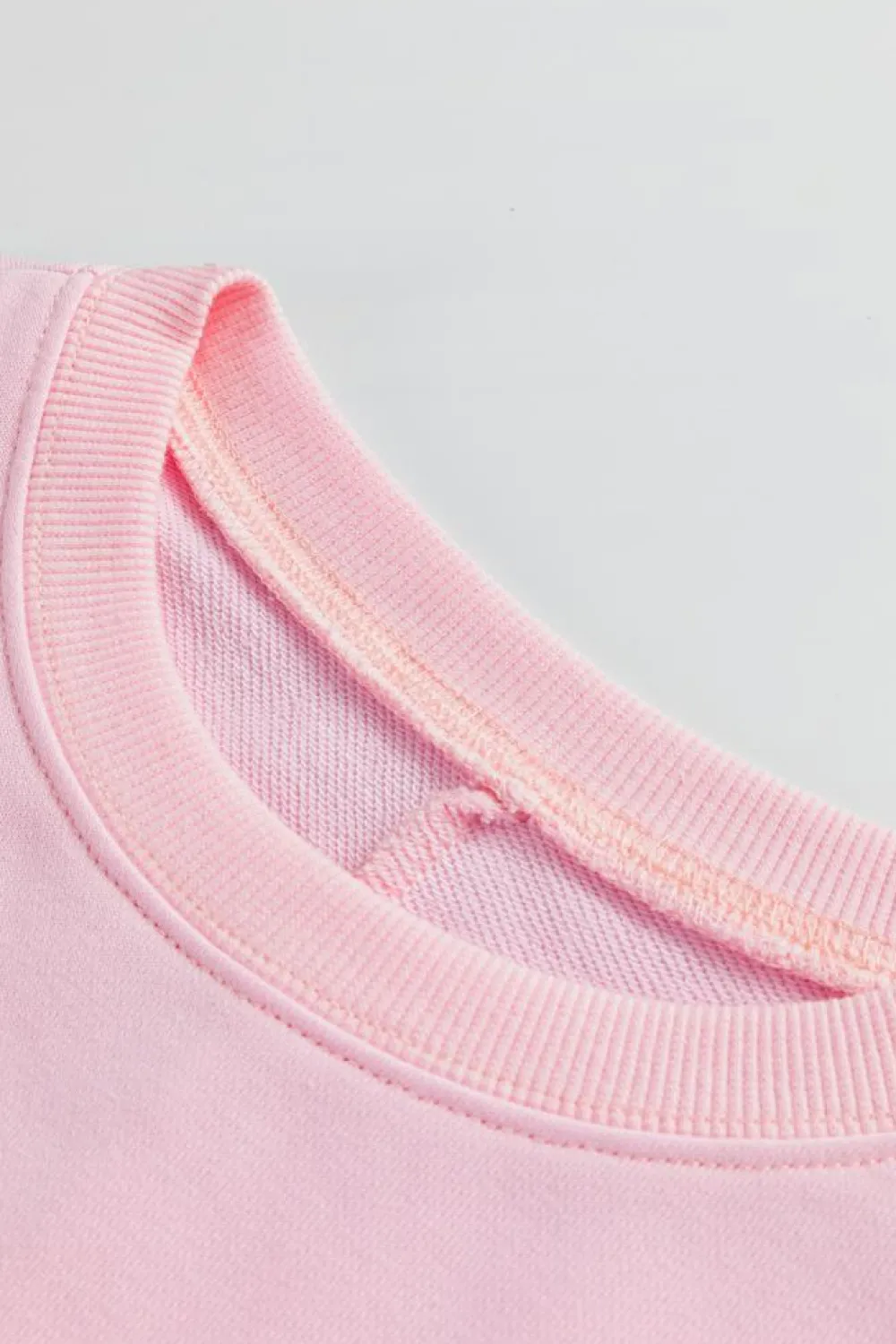 Online Dear-Lover Floral Peace Sign Graphic Drop Shoulder Wide Sleeve Casual Top Light Pink