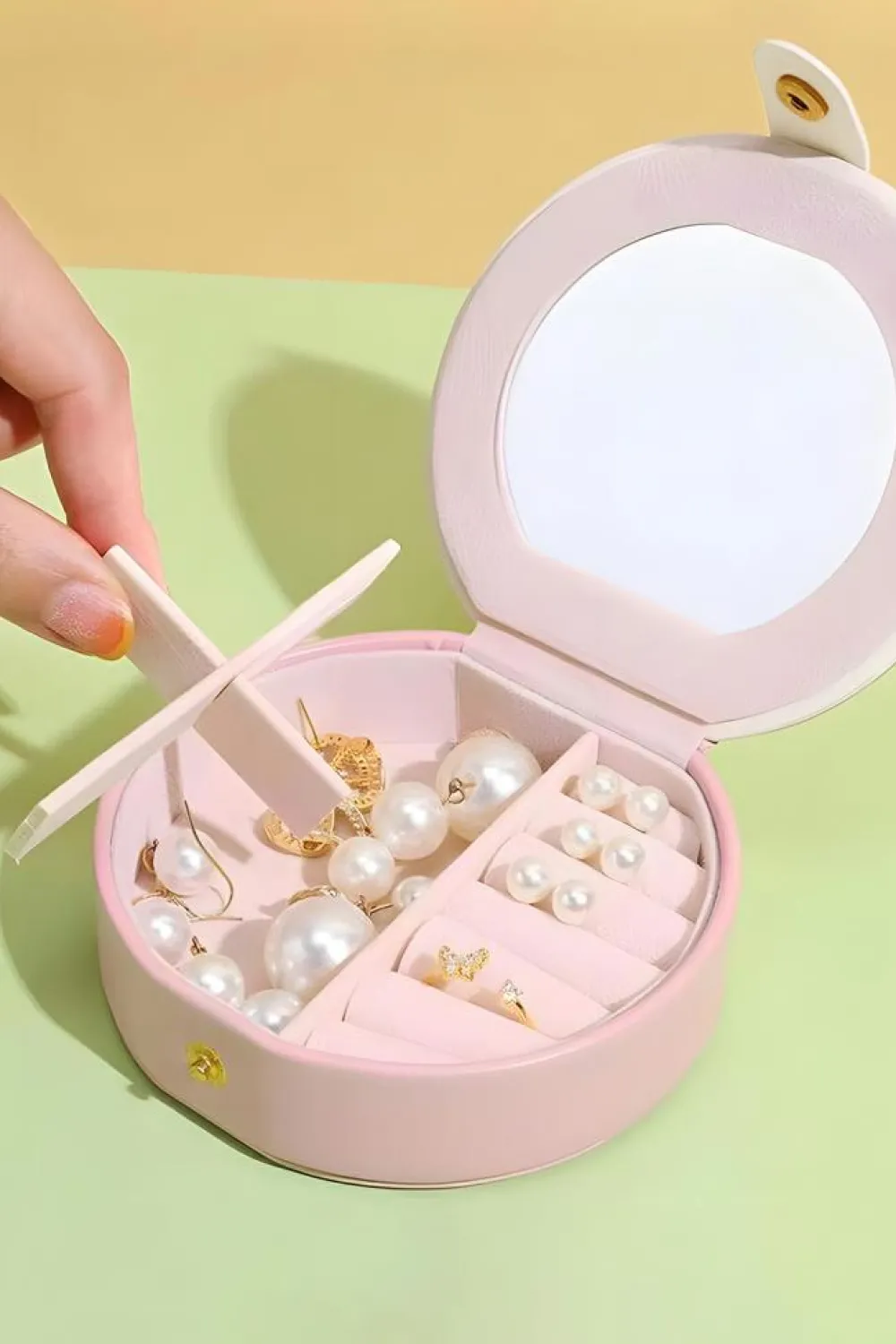 Discount Dear-Lover Jewelry Organizer Cases with Mirror Light Pink