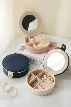 Discount Dear-Lover Jewelry Organizer Cases with Mirror Light Pink