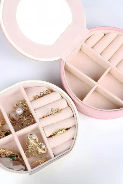 Discount Dear-Lover Jewelry Organizer Cases with Mirror Light Pink