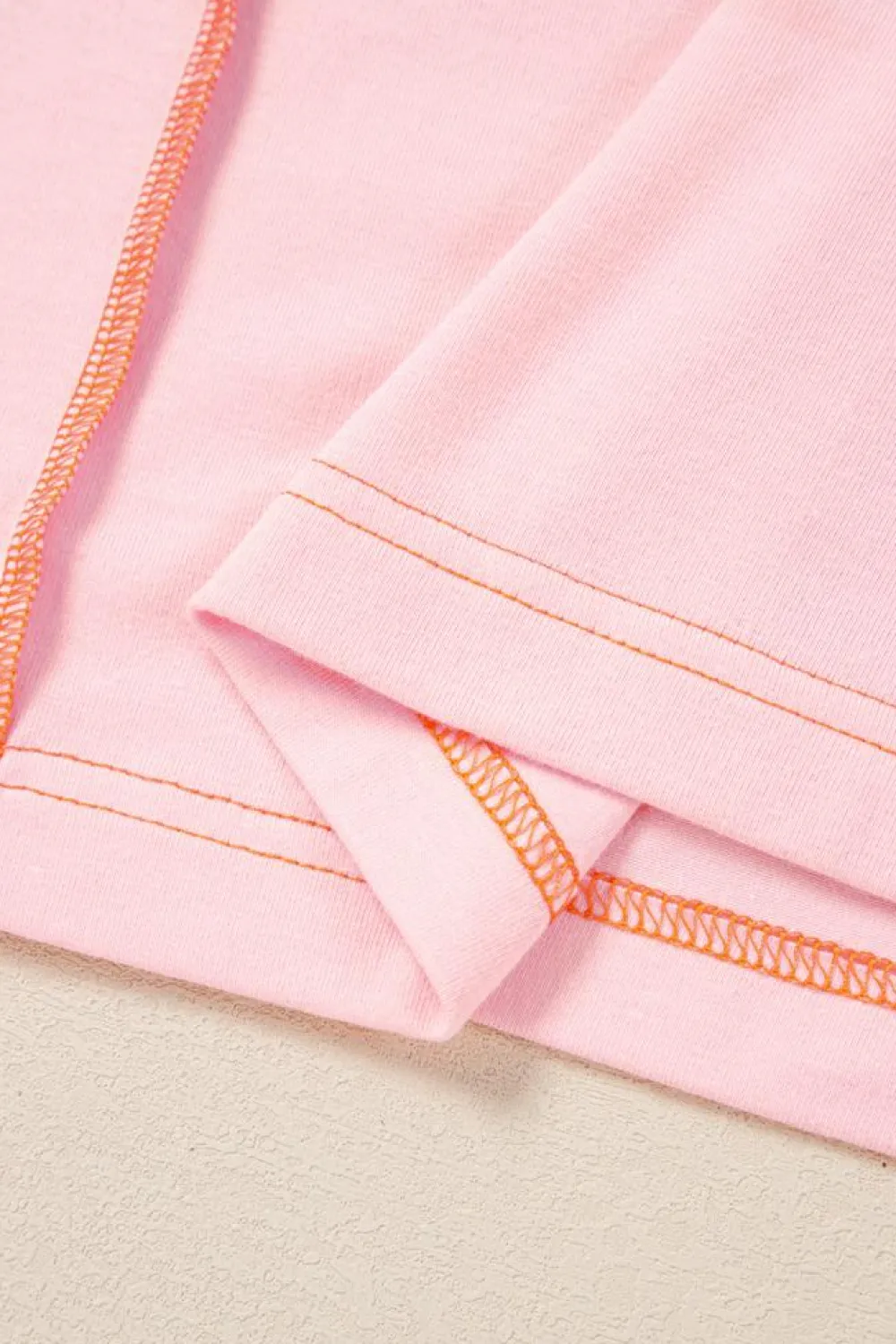 Online Dear-Lover Lace Patchwork Exposed Seam V Neck T Shirt Light Pink