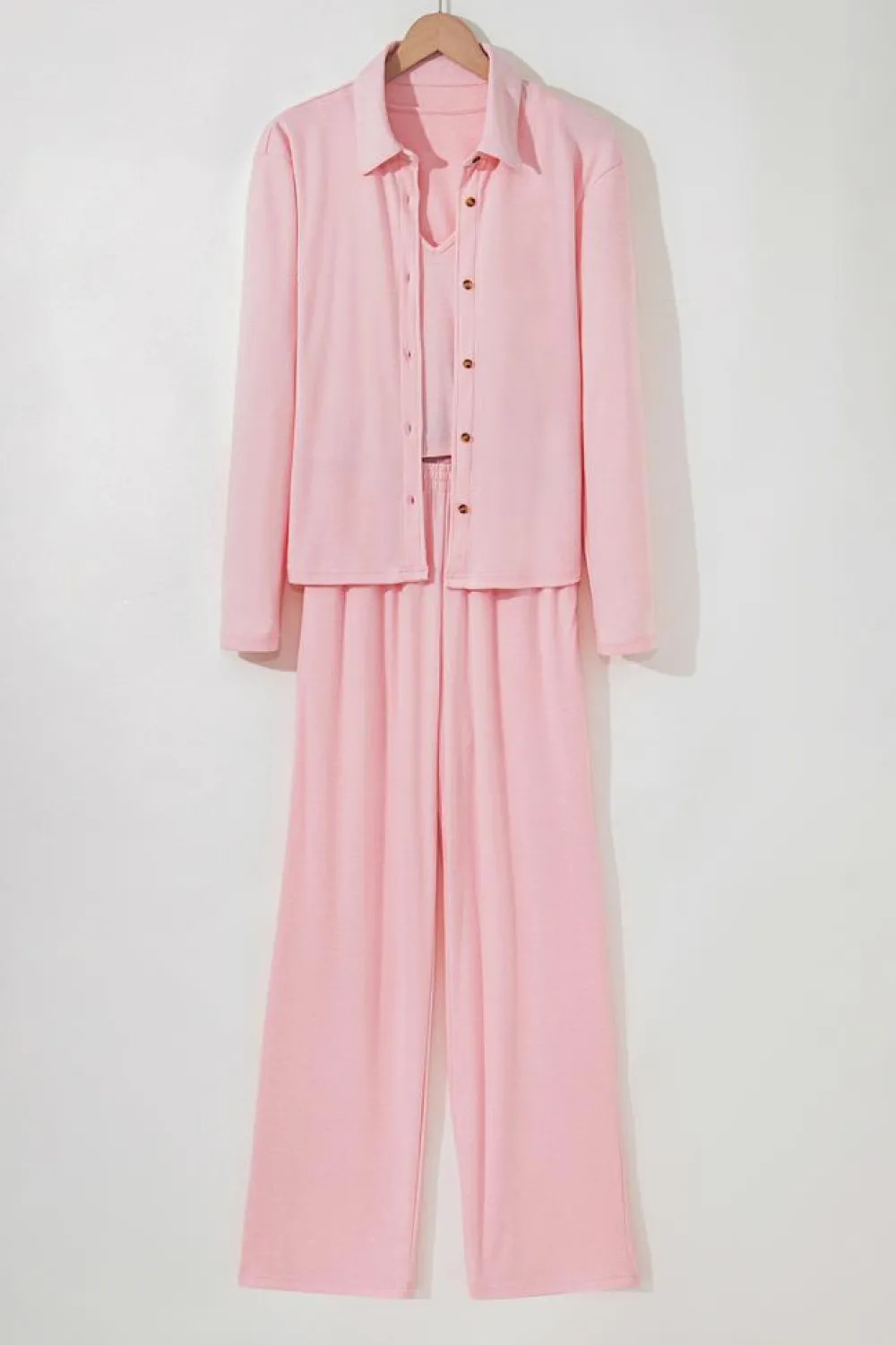 Fashion Dear-Lover 3-Piece Cozy Knit Lounge Set Light Pink