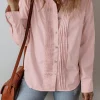 Discount Dear-Lover Pleated Button-Up Loose Fit Casual Shirt Light Pink