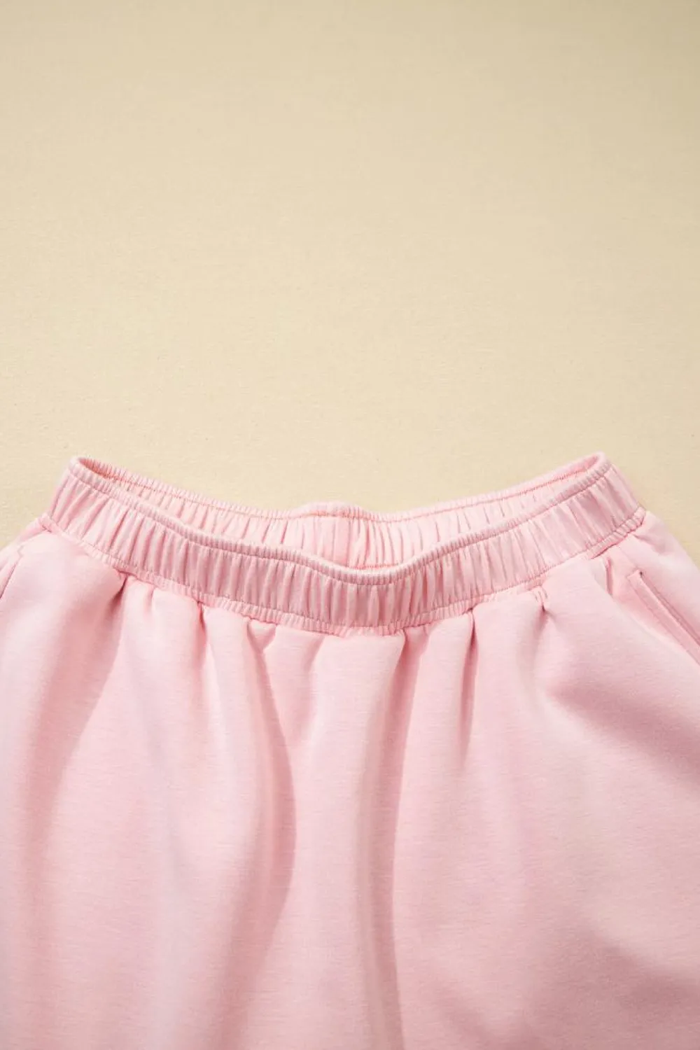 Clearance Dear-Lover Puff Sleeve Pearl Embellished Scallop Trim Top 2 Piece Skort Set Light Pink