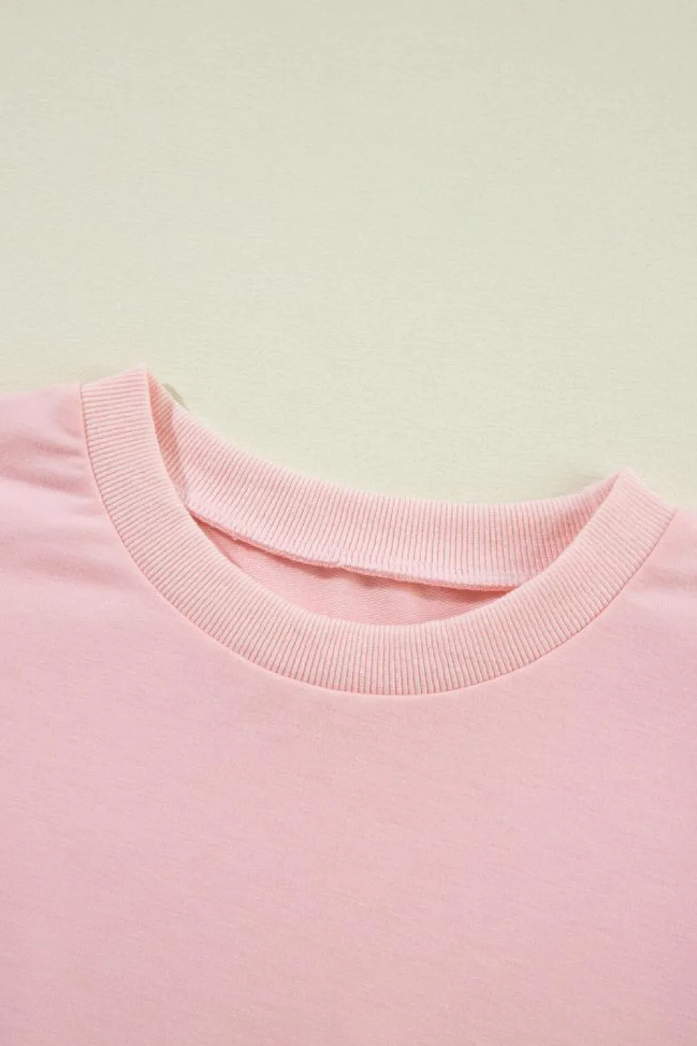 Hot Dear-Lover Rhinestone Pearl Puff Half Sleeve Top Light Pink