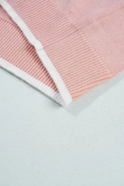 Online Dear-Lover Ruffled Bowknot Ribbed Trim Long Sleeve Sweater Light Pink