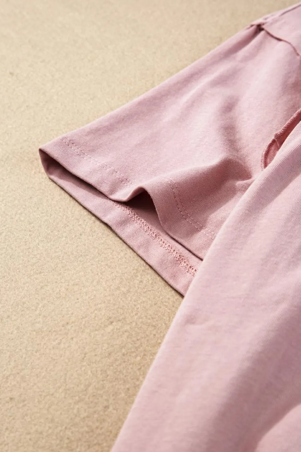 Sale Dear-Lover Ruffled Trim Loose Babydoll Tee Light Pink