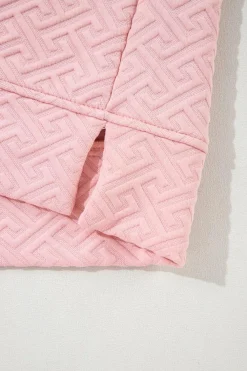 Best Dear-Lover Solid Textured Half Zipper Collared Sweatshirt Light Pink