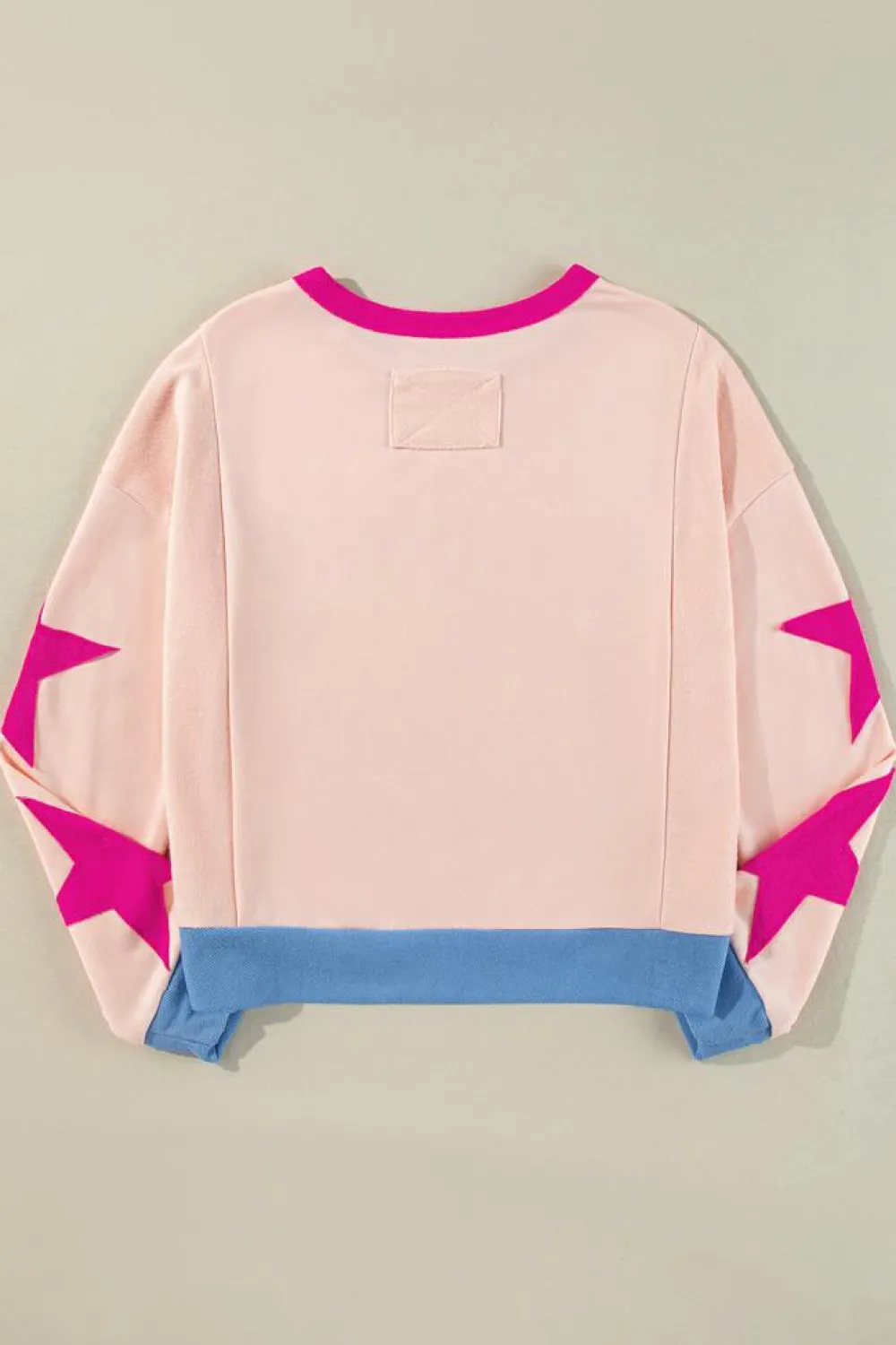 Clearance Dear-Lover Star Patchwork Exposed Seam Oversized Sweatshirt Light Pink