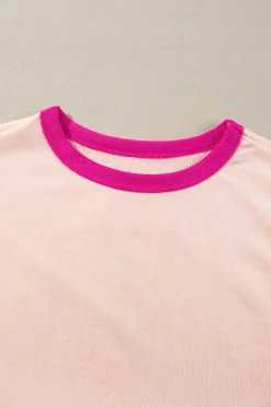 Clearance Dear-Lover Star Patchwork Exposed Seam Oversized Sweatshirt Light Pink