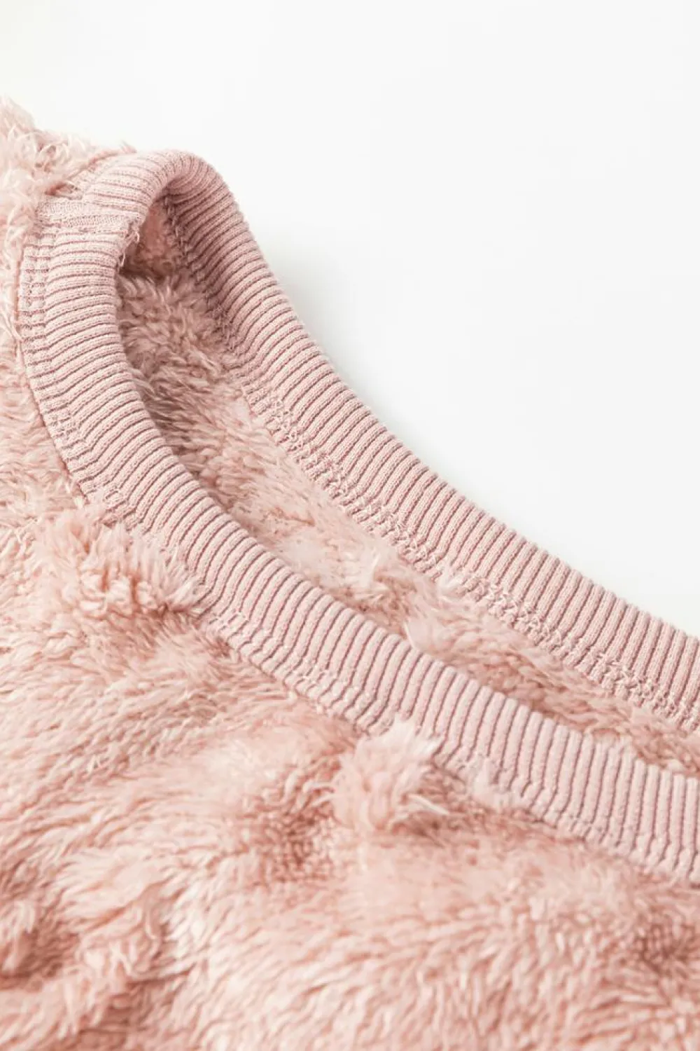 Discount Dear-Lover Textured Leopard Fleece Loose Two Piece Lounge Set Light Pink