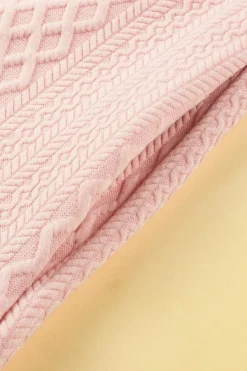 Fashion Dear-Lover Textured Puff Sleeve Ruffled V Neck Shift Mini Dress Light Pink