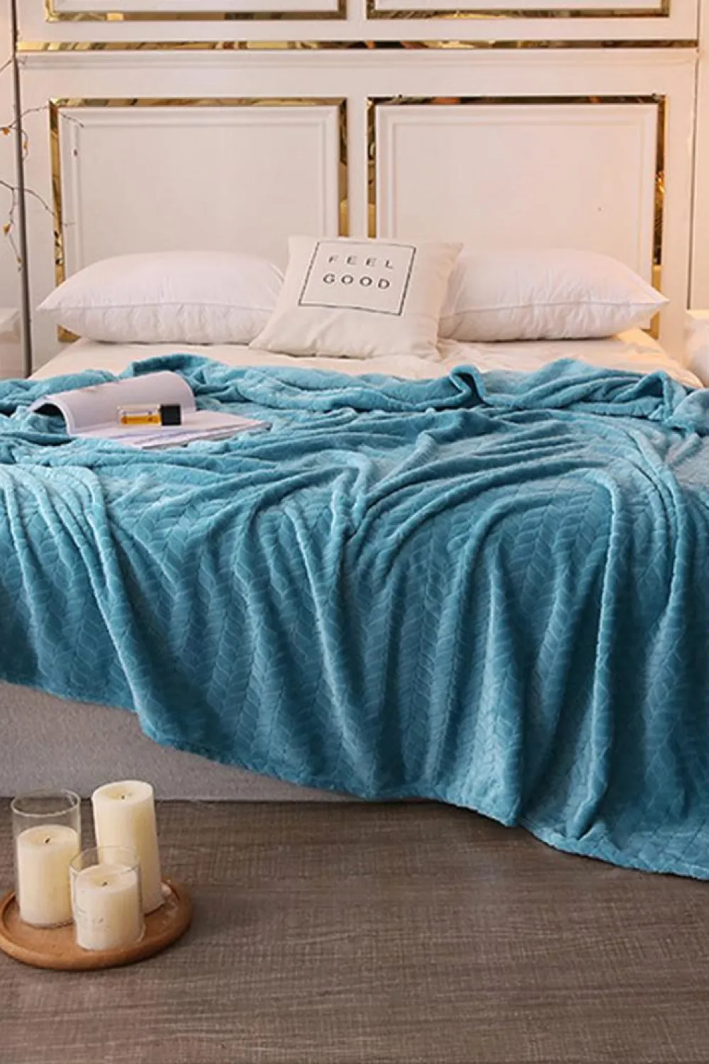 Discount Dear-Lover Textured Soft Fleece Large Throw Blanket Light Pink
