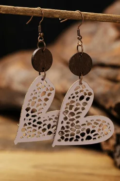 Discount Dear-Lover Valentine Hollow-out Love Heart Dangle Earrings Light Pink