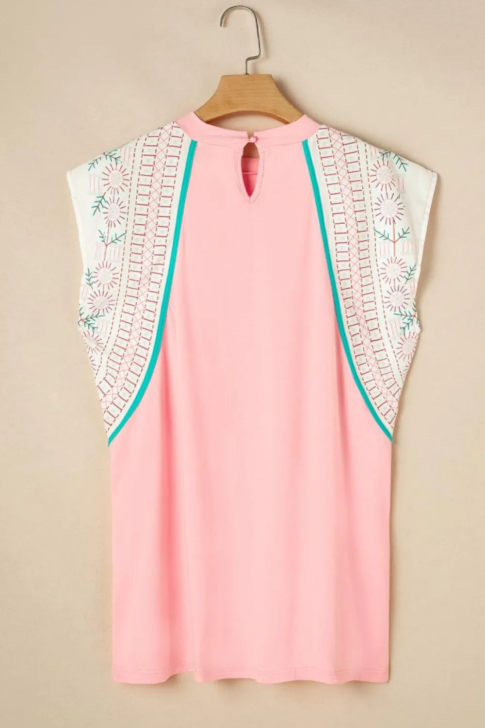 Sale Dear-Lover Vintage Nashville Printed Patchwork Tank Top Light Pink