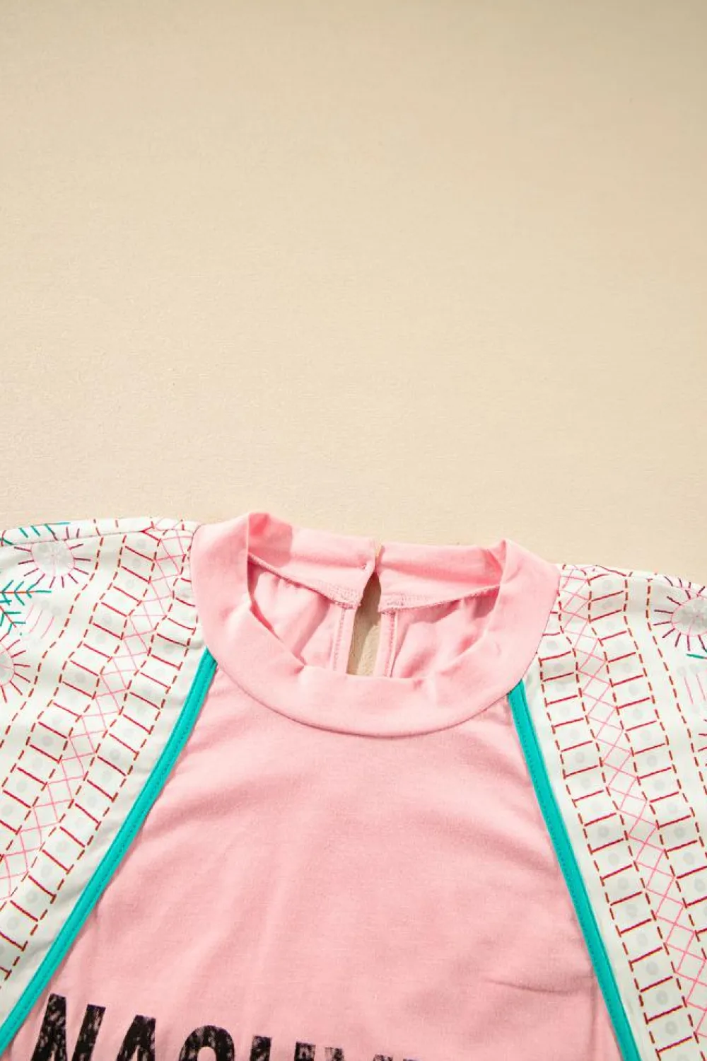 Sale Dear-Lover Vintage Nashville Printed Patchwork Tank Top Light Pink