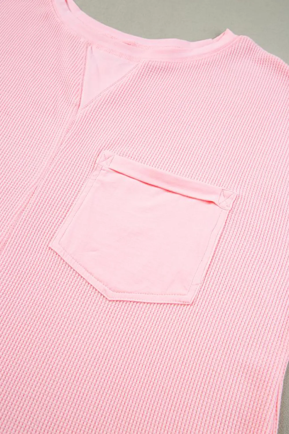 Clearance Dear-Lover Waffle Knit Oversize Tee and Shorts Set Light Pink