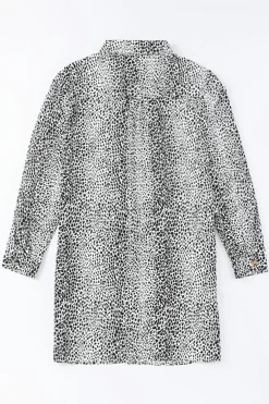 Outlet Dear-Lover Long Sleeve Animal Print Shirt Dress Leopard