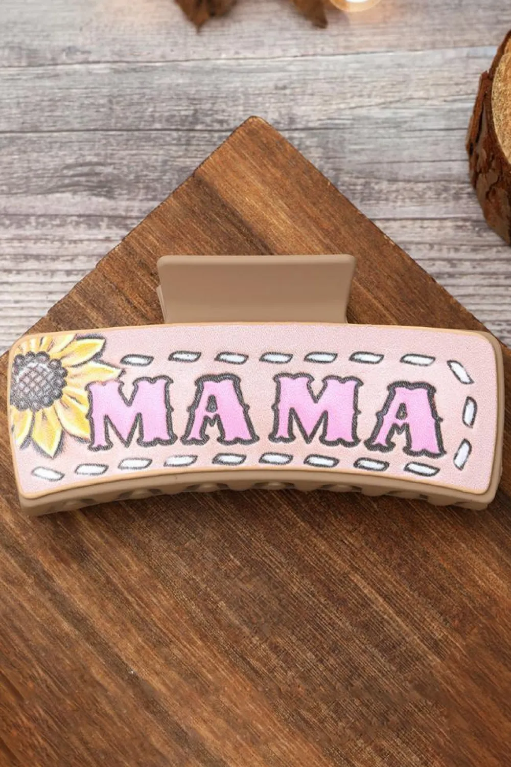 Online Dear-Lover MAMA Sunflower Print Large Hair Clip White