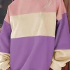 New Dear-Lover Colorblock Patchwork Drop Shoulder Sweatshirt Meadow Mauve
