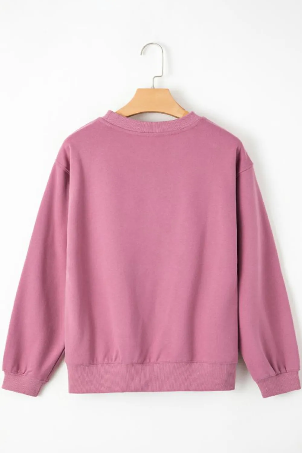 Clearance Dear-Lover Solid Fleece Lined Drop Shoulder Terry Sweatshirt Meadow Mauve