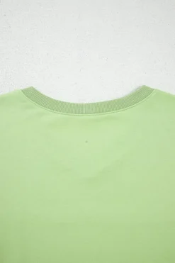 Outlet Dear-Lover Solid Loose V Neck Half Sleeve Tee and Shorts Meadow Mist Green