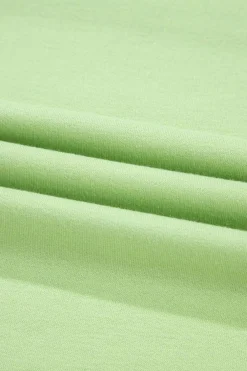 Outlet Dear-Lover Solid Loose V Neck Half Sleeve Tee and Shorts Meadow Mist Green