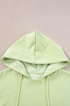 Fashion Dear-Lover Textured Cropped Hoodie and Shorts Set Meadow Mist Green