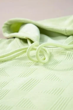 Fashion Dear-Lover Textured Cropped Hoodie and Shorts Set Meadow Mist Green