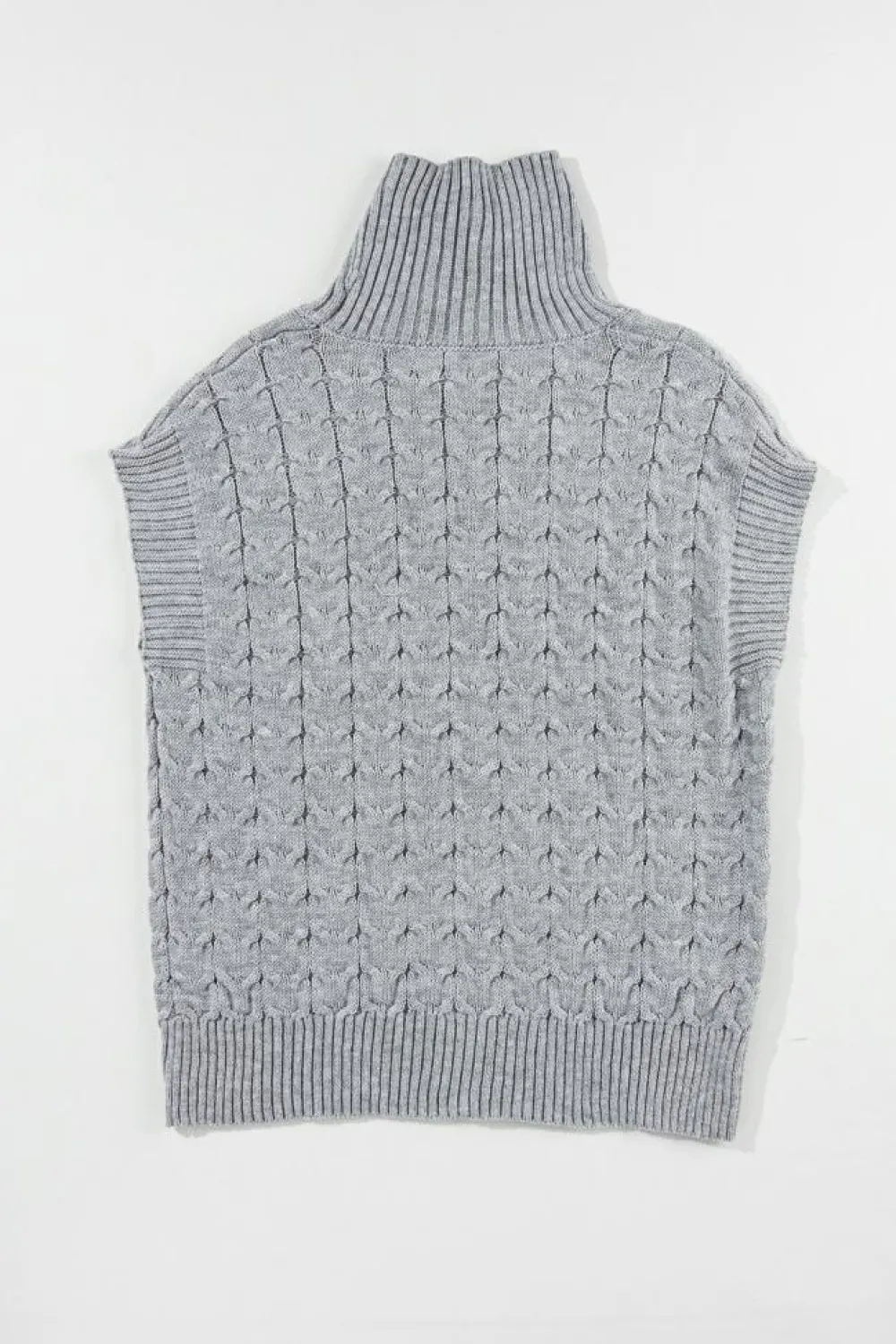 New Dear-Lover Cable Knit Turtleneck Batwing Sleeve Sweater Medium Grey