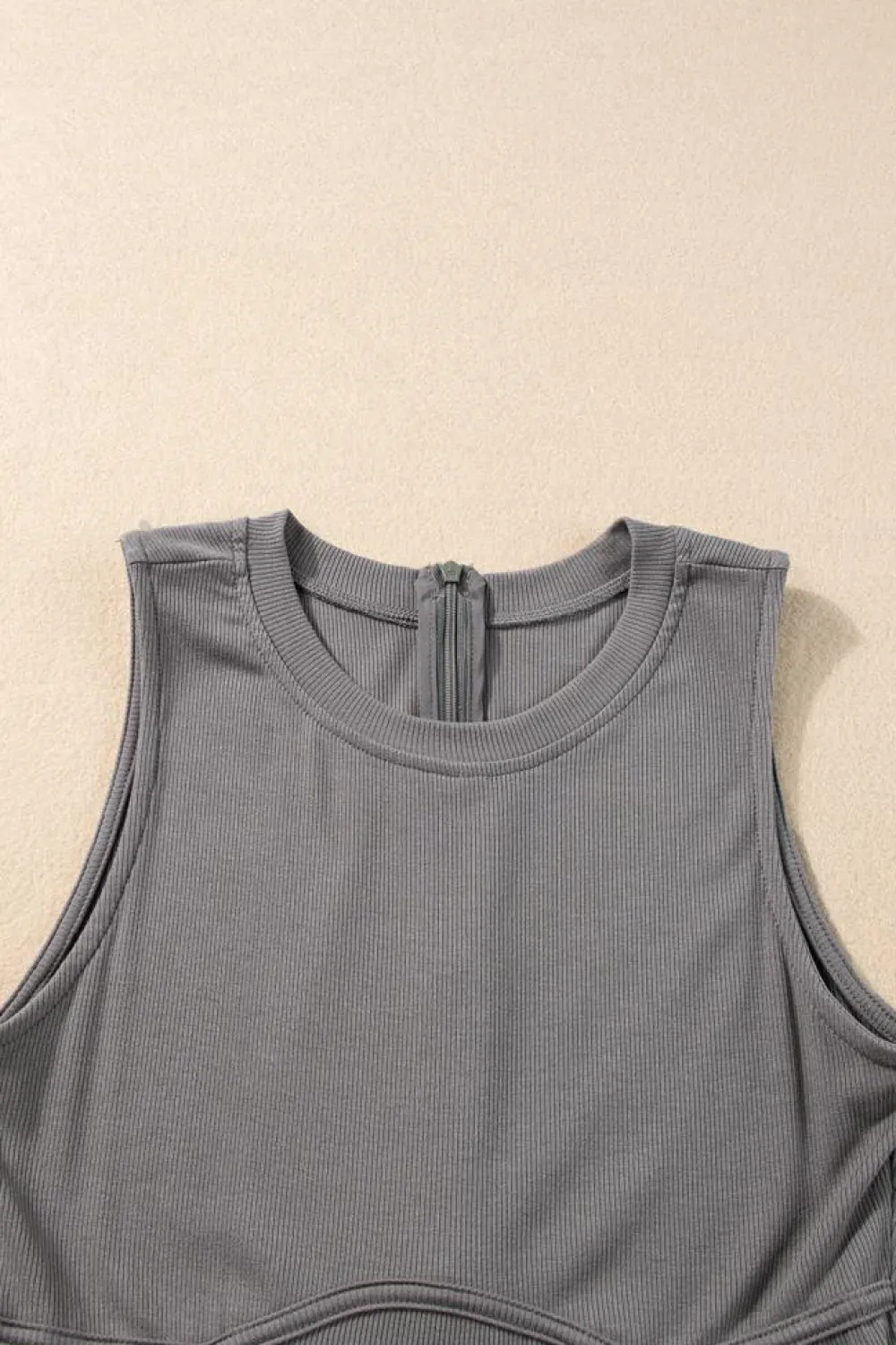 Clearance Dear-Lover Cinched Waist Sleeveless Wide Leg Jumpsuit Medium Grey