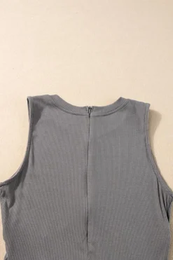 Clearance Dear-Lover Cinched Waist Sleeveless Wide Leg Jumpsuit Medium Grey