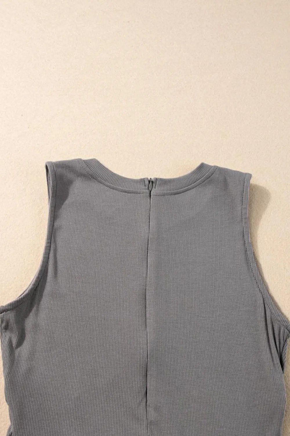 Clearance Dear-Lover Cinched Waist Sleeveless Wide Leg Jumpsuit Medium Grey