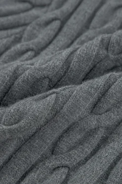 Hot Dear-Lover Color Contrast Ribbed Edge Cable Knit V Neck Sweater Medium Grey