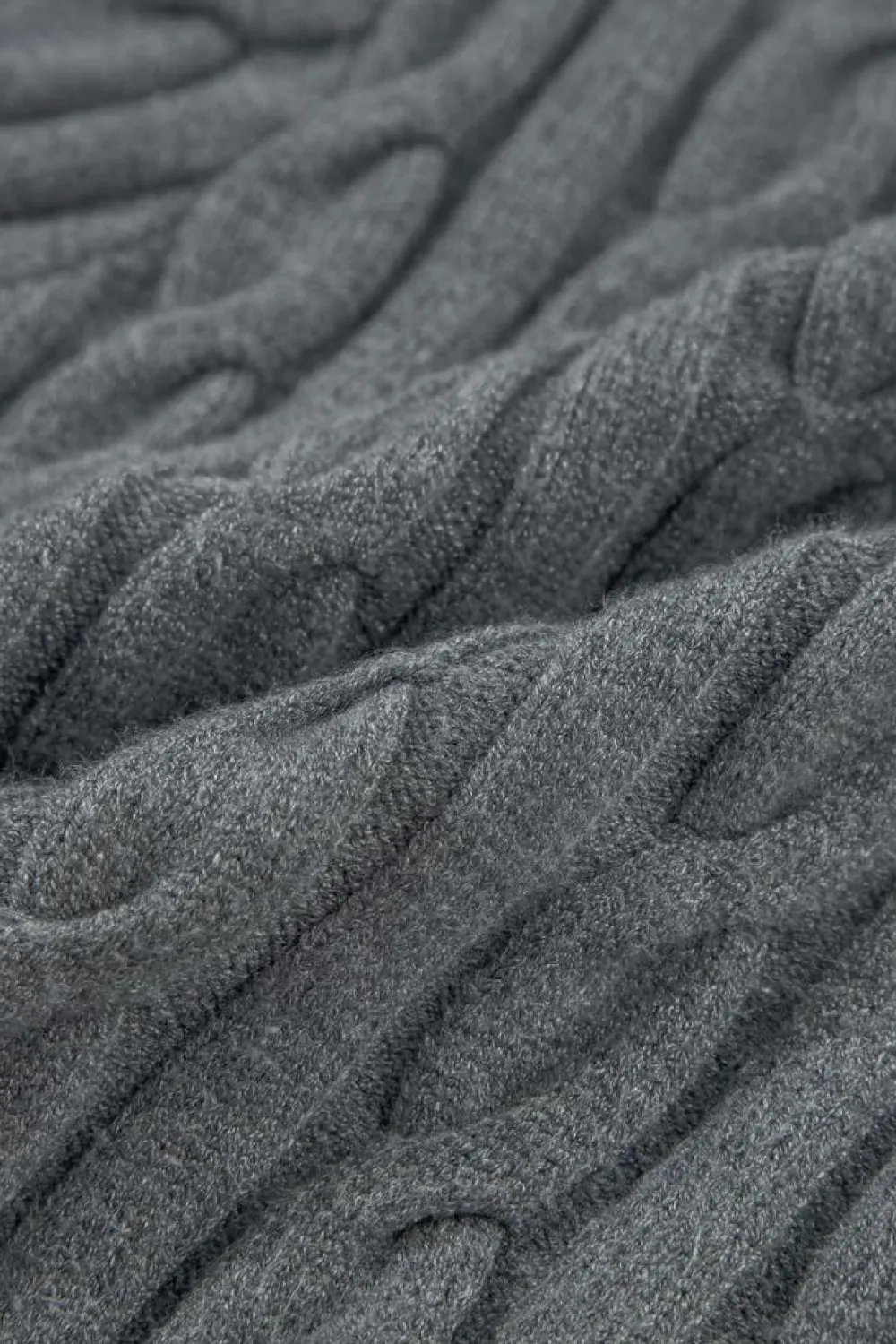 Hot Dear-Lover Color Contrast Ribbed Edge Cable Knit V Neck Sweater Medium Grey