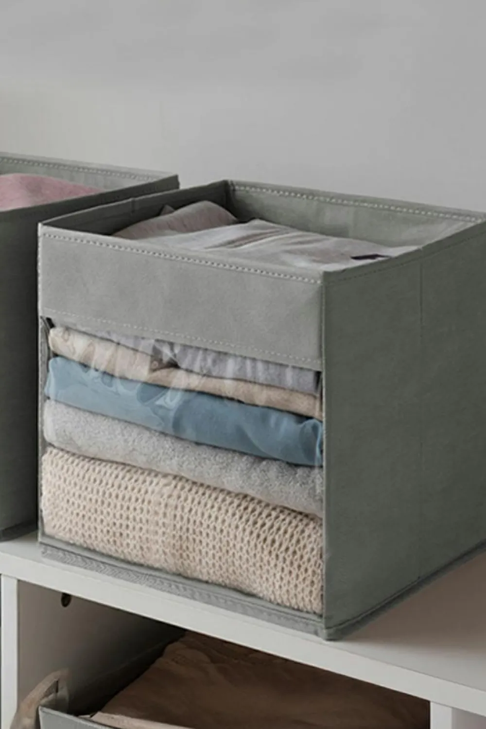 Best Dear-Lover Eco-Friendly Foldable Storage Box with Clear Window Medium Grey