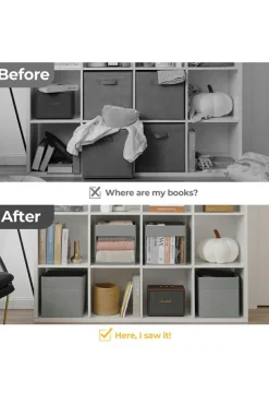 Best Dear-Lover Eco-Friendly Foldable Storage Box with Clear Window Medium Grey