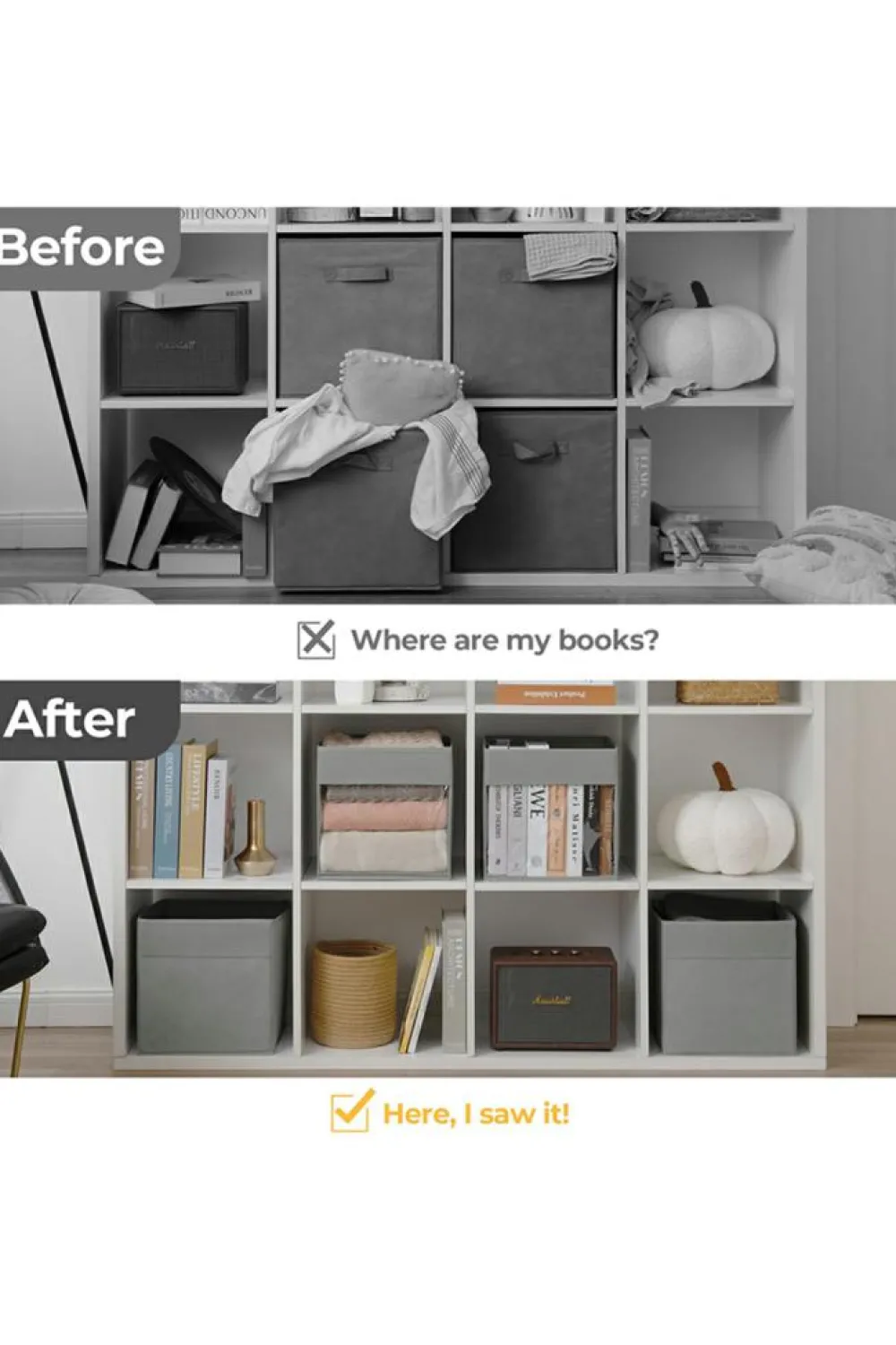 Best Dear-Lover Eco-Friendly Foldable Storage Box with Clear Window Medium Grey