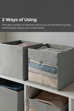 Best Dear-Lover Eco-Friendly Foldable Storage Box with Clear Window Medium Grey