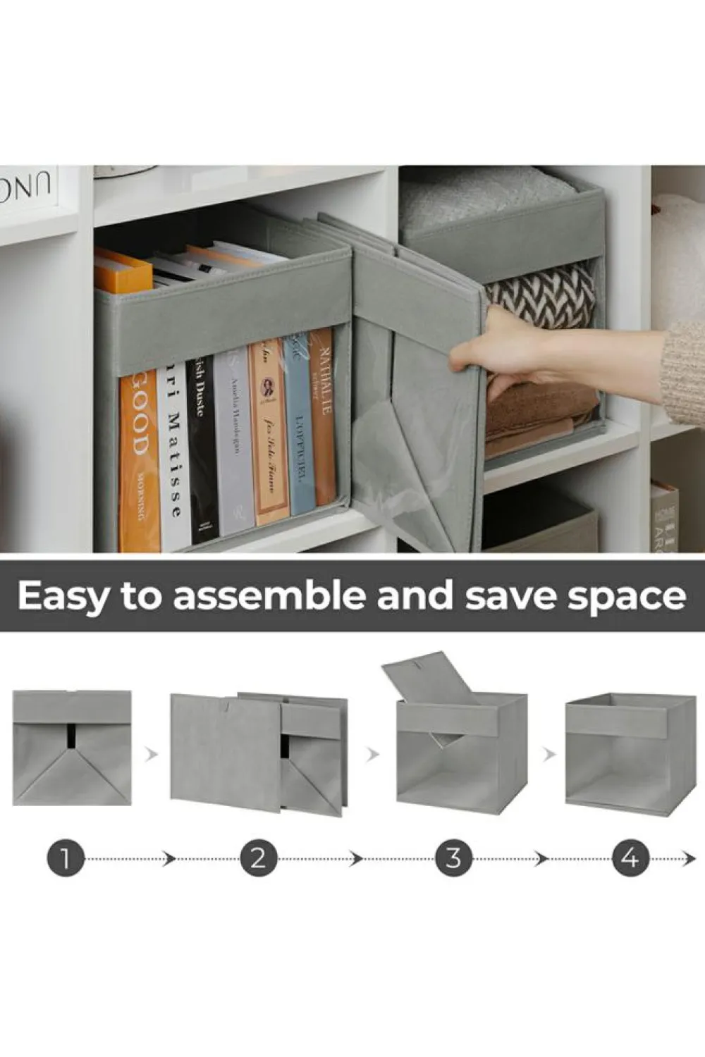 Best Dear-Lover Eco-Friendly Foldable Storage Box with Clear Window Medium Grey