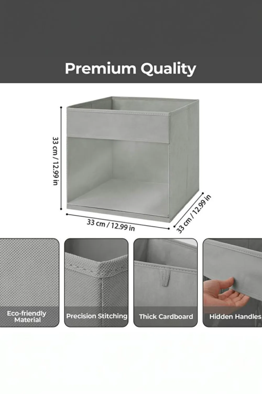 Best Dear-Lover Eco-Friendly Foldable Storage Box with Clear Window Medium Grey