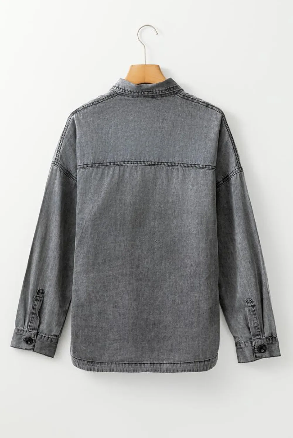 Discount Dear-Lover Mineral Wash Patched Pocket Split Denim Jacket Medium Grey