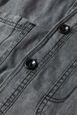 Discount Dear-Lover Mineral Wash Patched Pocket Split Denim Jacket Medium Grey