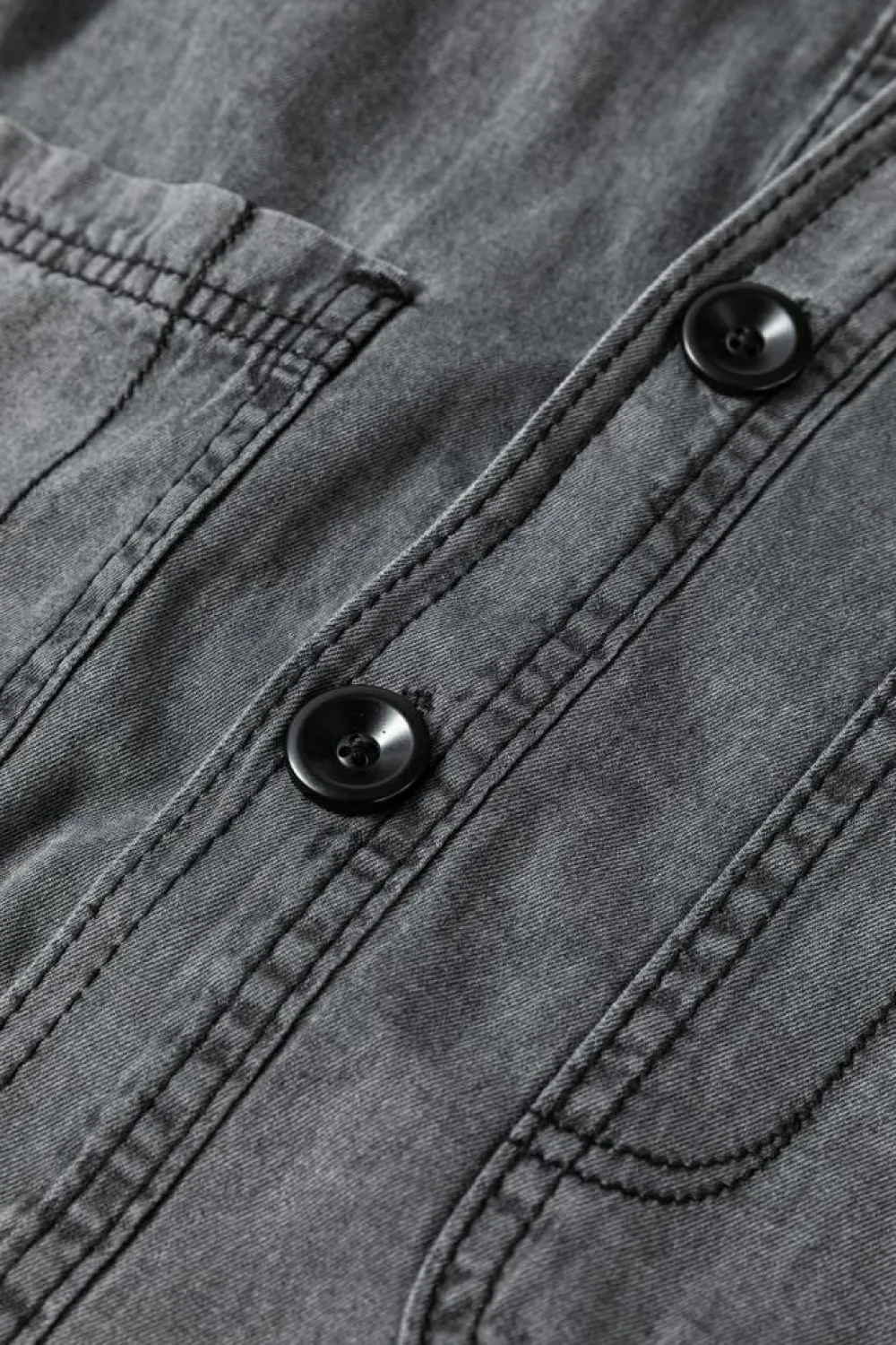 Discount Dear-Lover Mineral Wash Patched Pocket Split Denim Jacket Medium Grey