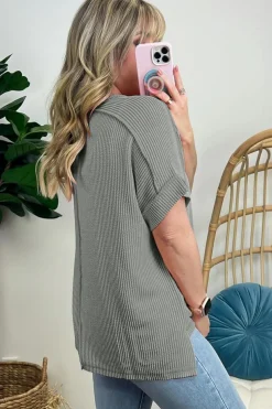 Discount Dear-Lover Sequin Baseball Pattern Corded Crewneck T Shirt Medium Grey